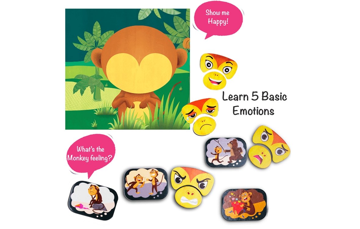 ZCC Monkey Expressions - Feelings puzzle, Age 3-5 freeshipping - Zigyasaw