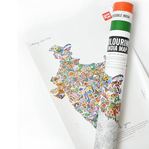 UnikPlay Colouring Maps | Educational & Fun Family Time Activity | Geography Learning | Stress Busters | Gifts for Travelers | for Kids and Adults (India)