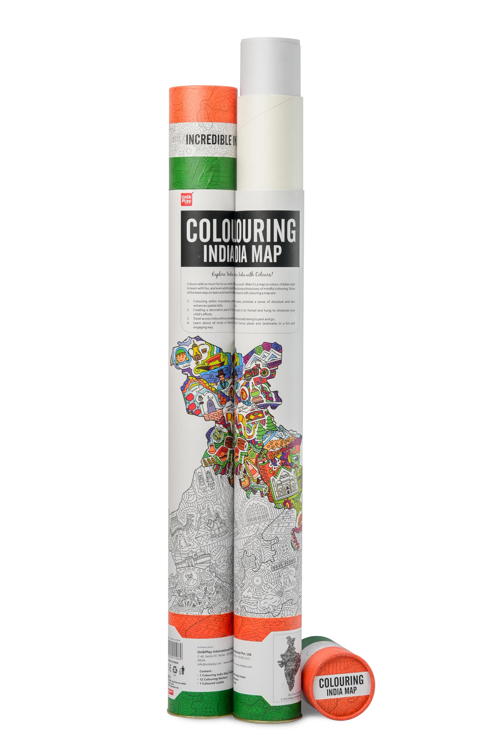Unikplay Colouring Maps | Educational & Fun Family Time Activity | Geography Learning | Stress Busters | Gifts for Travelers | For Kids and Adults (World)