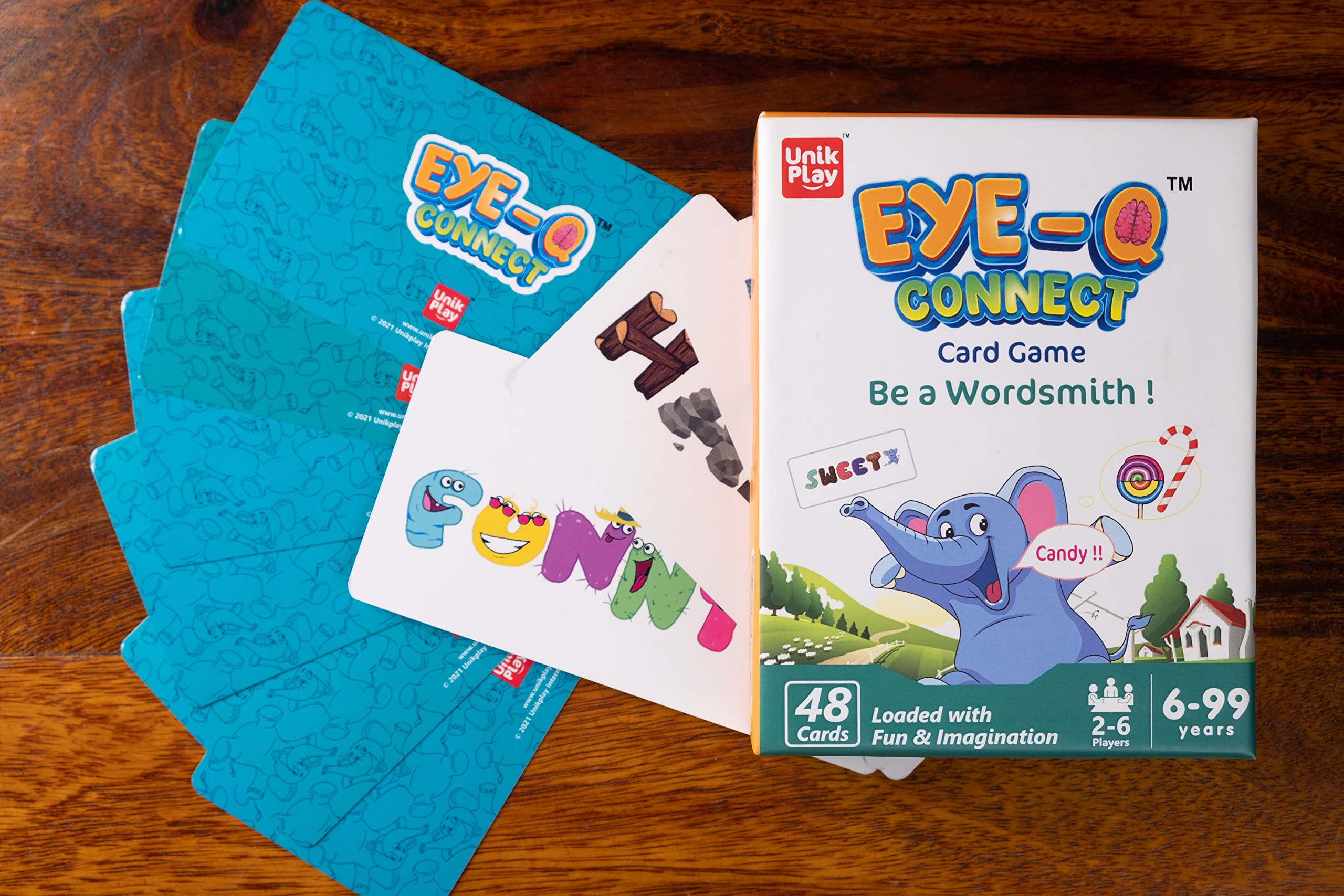 UnikPlay Educational Game Eye Q Connect Card Game for Boys and Girls Age 6 to 99 Years, Easy to Learn Playing Card Games, Fun Family Brain Games Birthday Gift