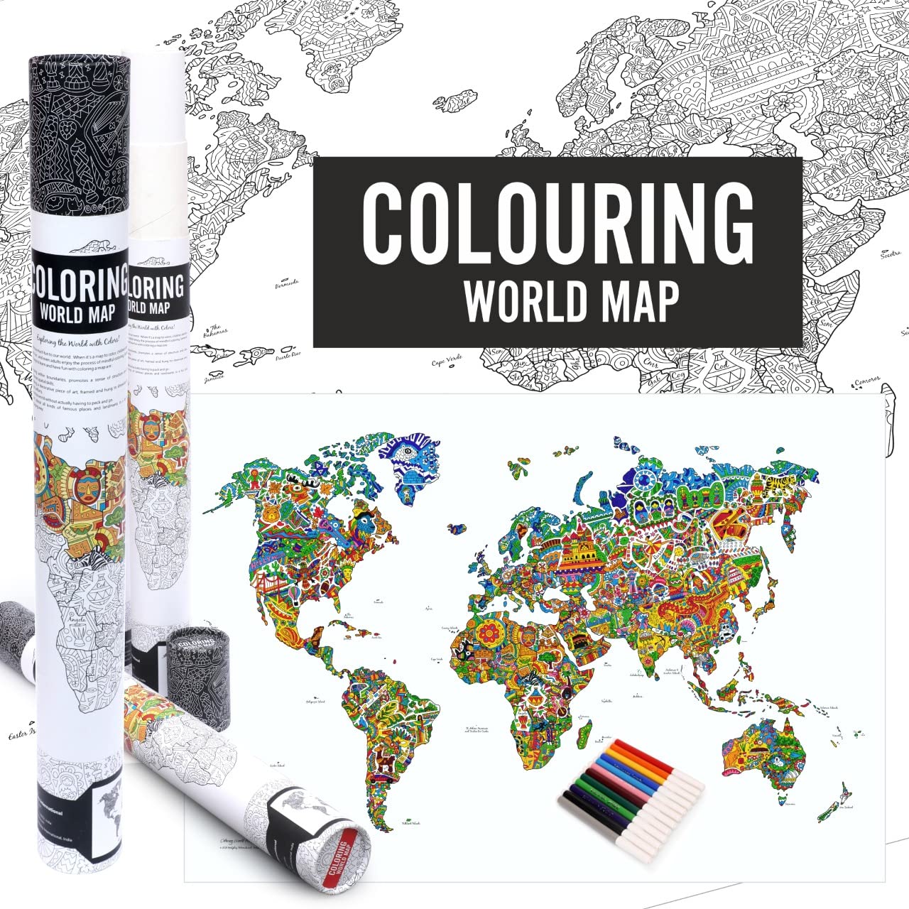 UnikPlay Colouring Maps | Educational & Fun Family Time Activity | Geography Learning | Stress Busters | Gifts for Travelers | for Kids and Adults (India)
