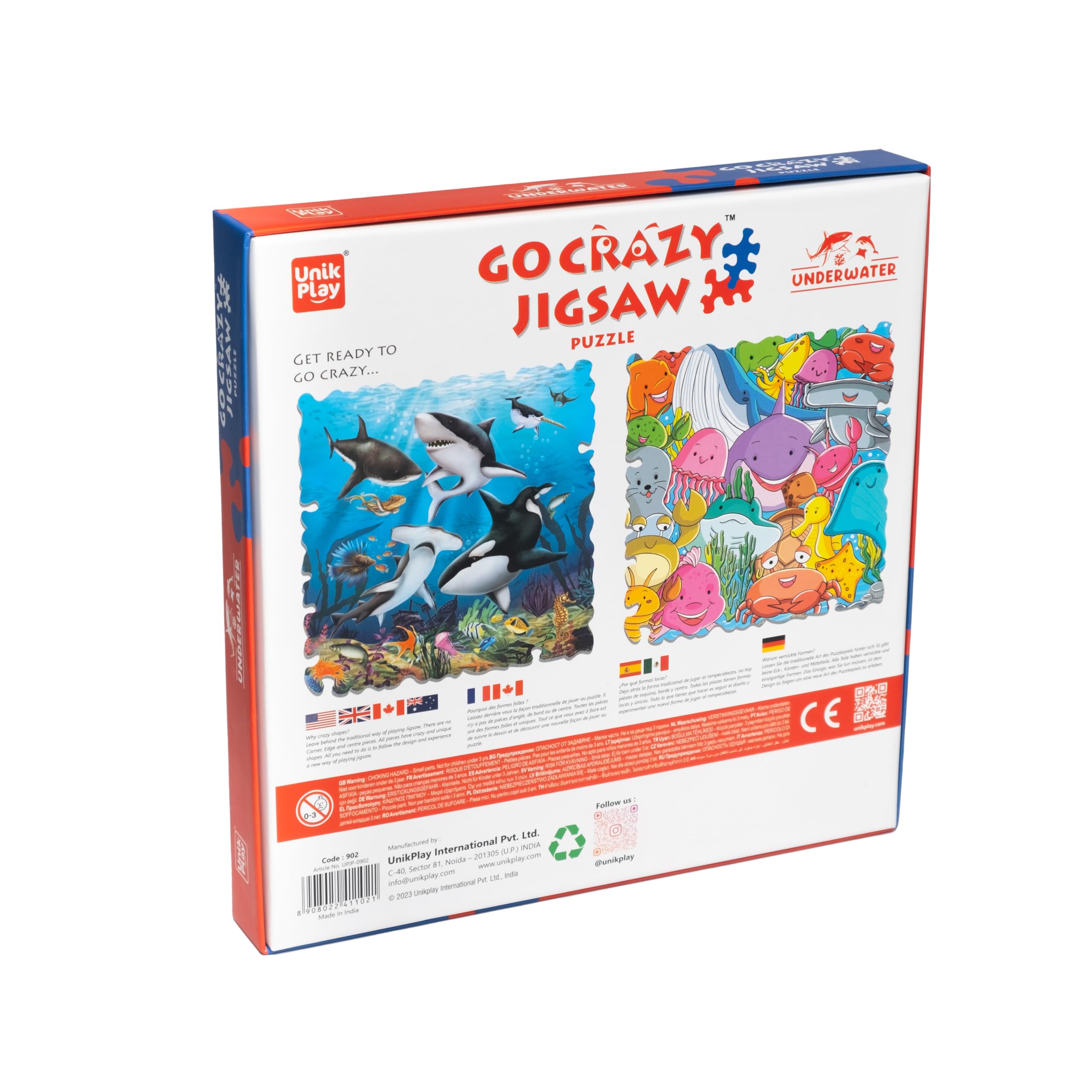 Unik Play Go Crazy Jigsaw Puzzle for Kids and Adults | Attractive Cartoon Print Puzzle with 2 Puzzle Trays for Age 6 to 99 Years-100 Pcs | Unique Pieces | Underwater Theme