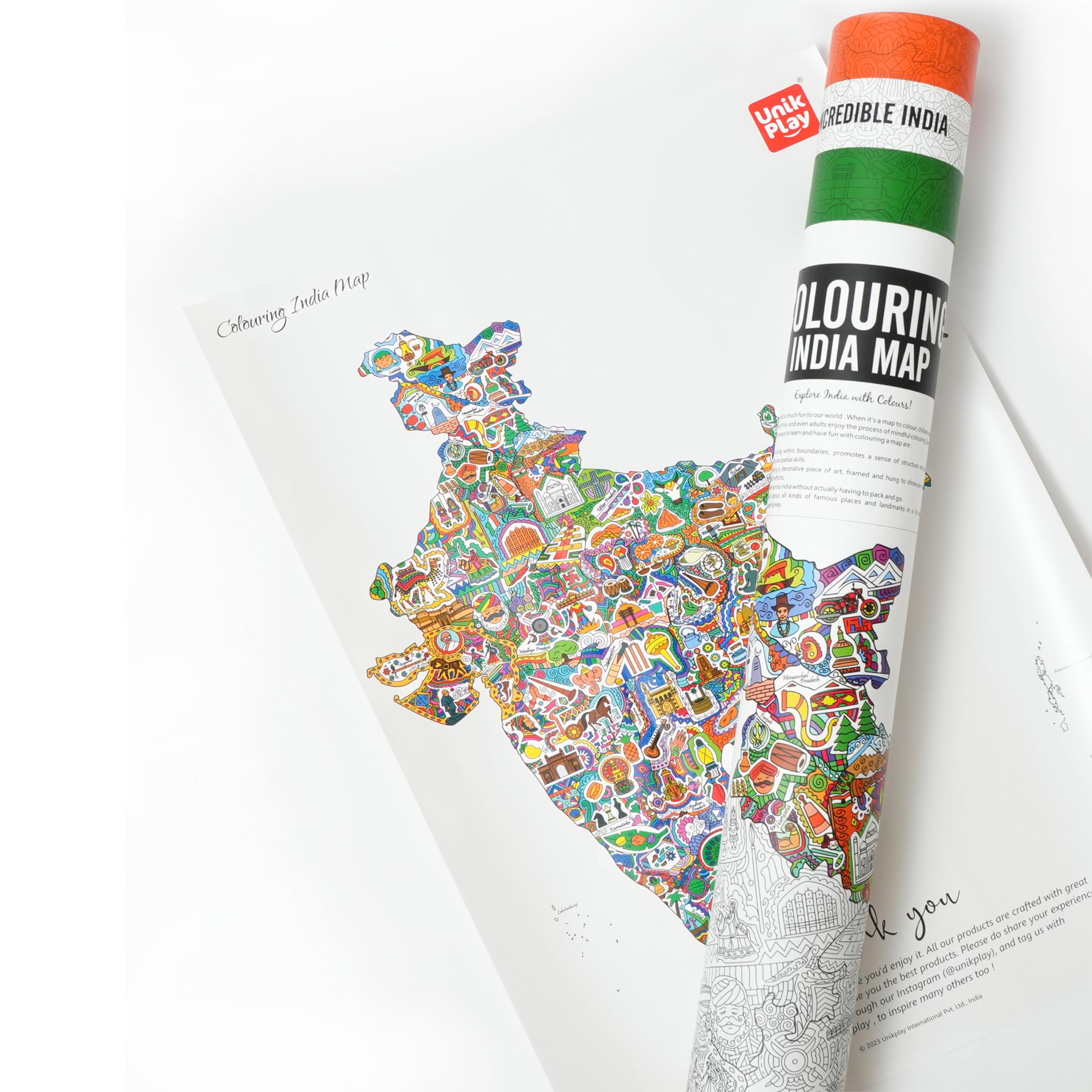 Unikplay Colouring Maps | Educational & Fun Family Time Activity | Geography Learning | Stress Busters | Gifts for Travelers | For Kids and Adults (World)