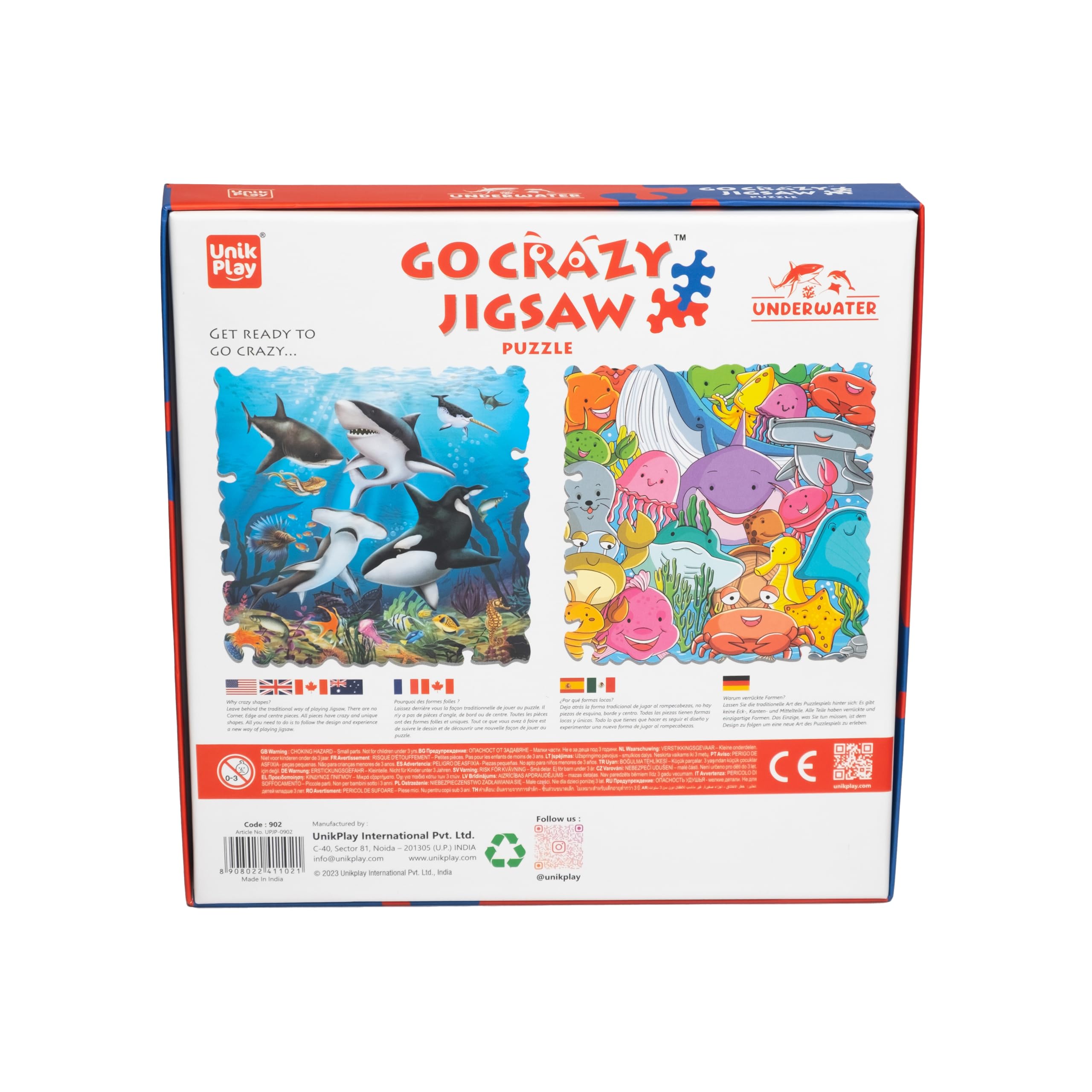 Unik Play Go Crazy Jigsaw Puzzle for Kids and Adults | Attractive Cartoon Print Puzzle with 2 Puzzle Trays for Age 6 to 99 Years-100 Pcs | Unique Pieces | Underwater Theme