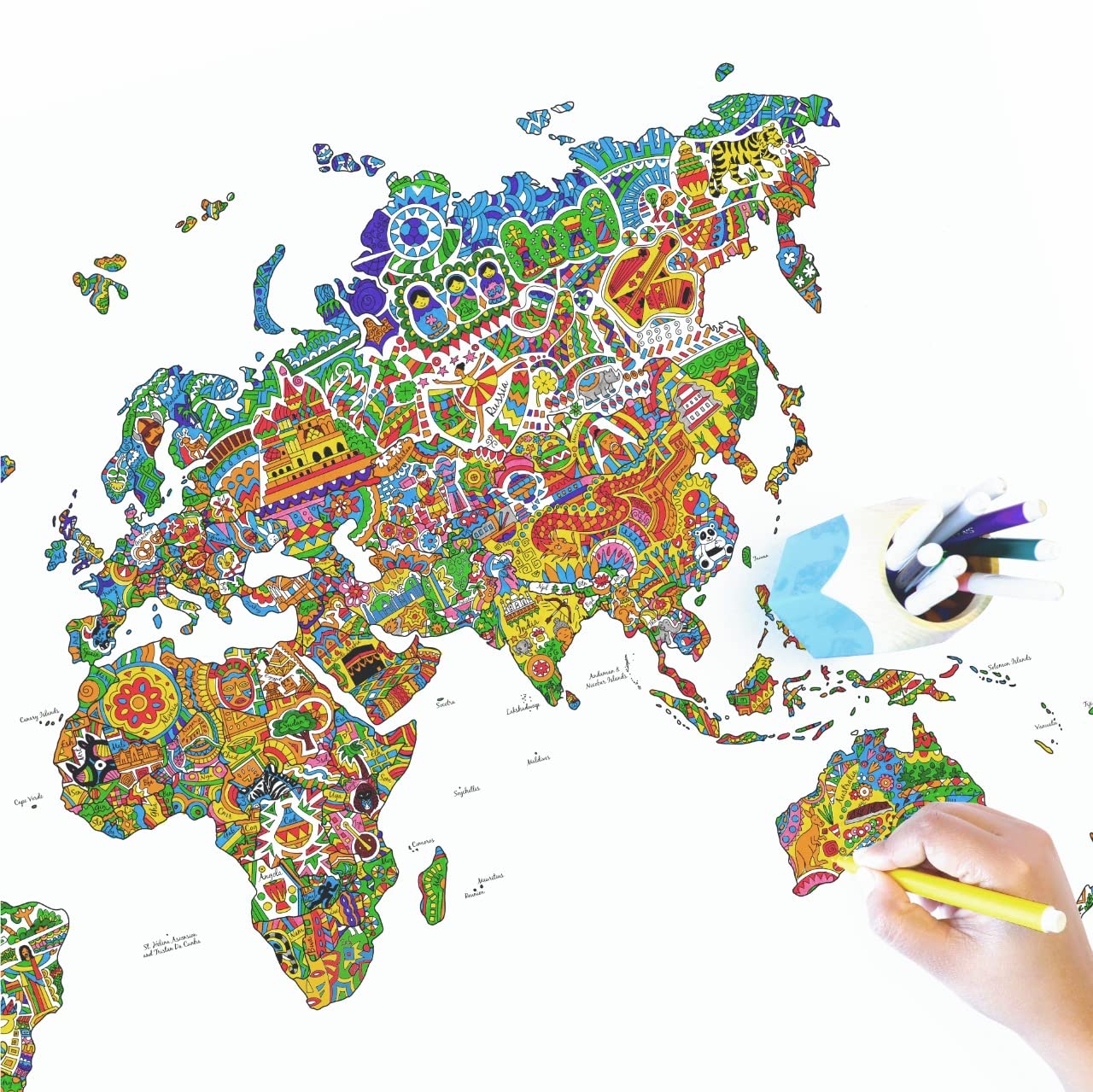 UnikPlay Colouring Maps | Educational & Fun Family Time Activity | Geography Learning | Stress Busters | Gifts for Travelers | for Kids and Adults (India)