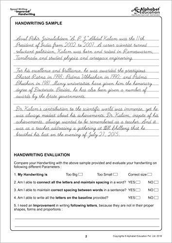 Cursive writing book sample page