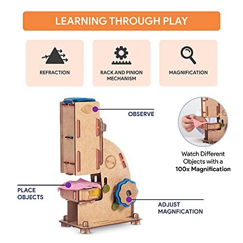 Smartivity Microscope 100x Zoom Science STEM DIY Fun Toys, Educational & Construction based Activity Game for Kids 8 to 14, Gifts for Boys & Girls, Learn Science Engineering Project, Made in India - Zigyasaw