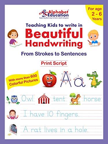 Teaching kids to write in Beautiful Handwriting (Print script) - From strokes to sentences - For age 2-6 years - ABC learning through pictures with words and sentences writing - Zigyasaw