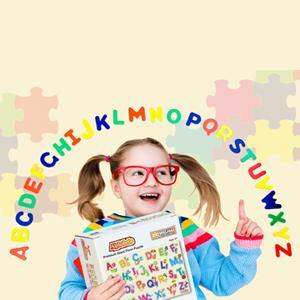 small girl carrying alphabet puzzle