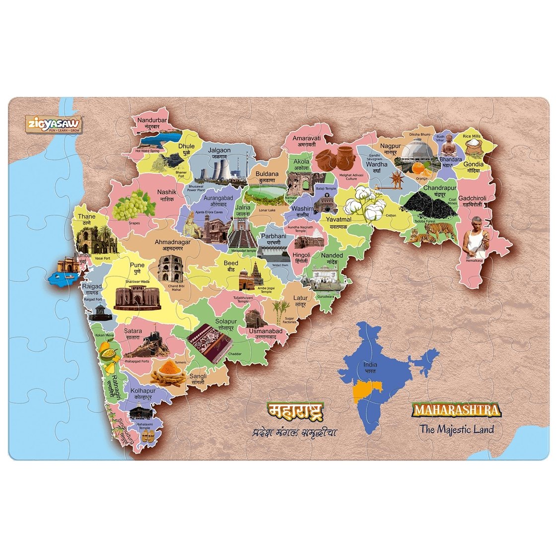 Zigyasaw Maharashtra Premium Giant Floor Puzzle freeshipping - Zigyasaw